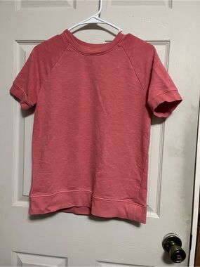 Kids Short Sleeve Coral Pink Crewneck Top